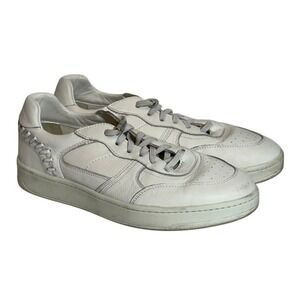 Massimo Dutti Women's White‎ Leather Lace-Up Trainers Size 38/7.5 Street Casual